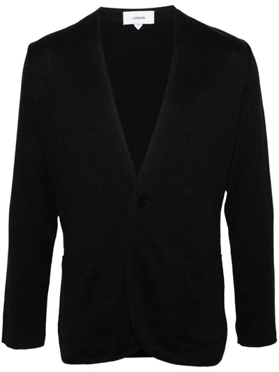 Shop Lardini V-neck Single-button Cardigan In Black