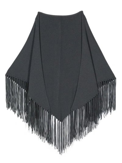 Shop Malo Cape With Fringes In Grey