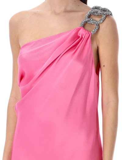 Shop Stella Mccartney Flabella Crystal Mini Dress In Bright Pink