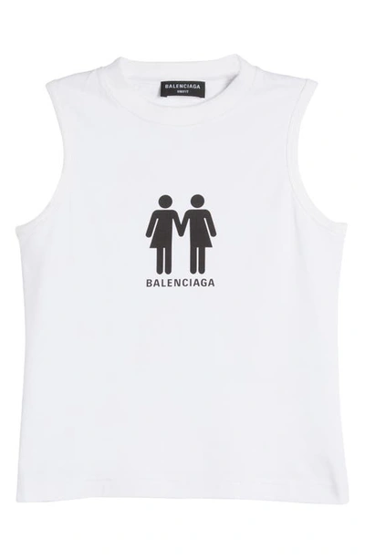 Shop Balenciaga Pride 2022 Stretch Cotton Graphic Tank In White/ Black W