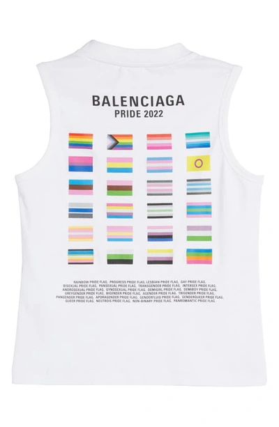 Shop Balenciaga Pride 2022 Stretch Cotton Graphic Tank In White/ Black W