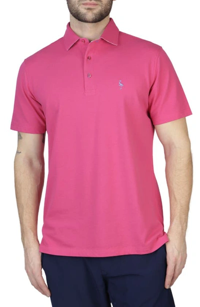 Shop Tailorbyrd Gingham Trim Piqué Polo In Flamingo Pink
