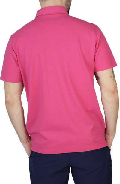 Tailorbyrd Pique Polo Shirt With Multi Gingham Trim In Flamingo Pink