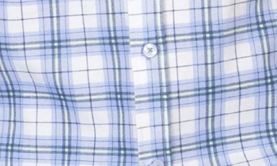 Shop Tailorbyrd Windowpane Knit Short Sleeve Shirt In Blue Byrd