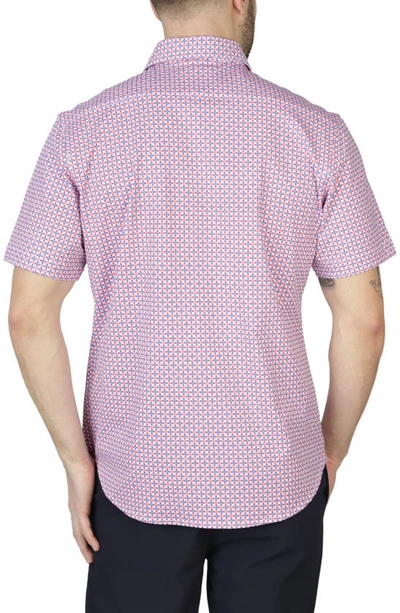 Tailorbyrd Retro Geo Knit Short Sleeve Shirt In Blush Pink