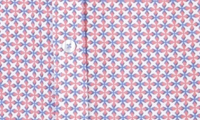 Tailorbyrd Retro Geo Knit Short Sleeve Shirt In Blush Pink