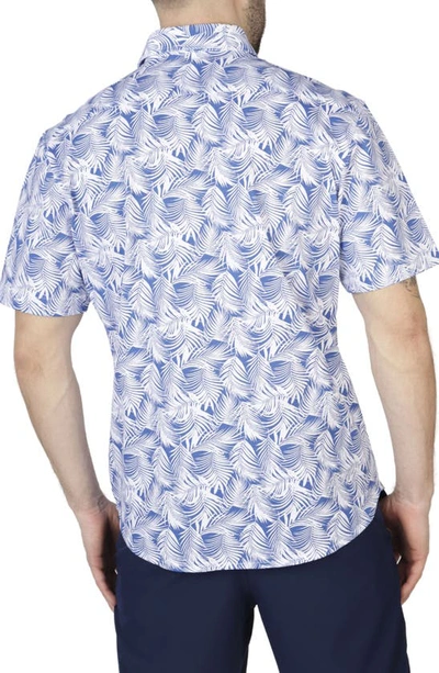 Tailorbyrd Leaves Knit Short Sleeve Shirt In Admiral Blue