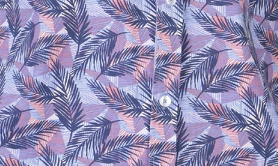 Tailorbyrd Tropical Leaves Knit Short Sleeve Shirt In Navy