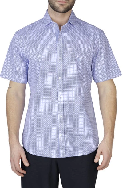 Shop Tailorbyrd Mini Geo Knit Short Sleeve Shirt In Cloudberry