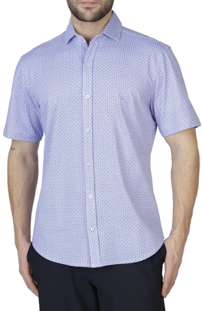Tailorbyrd Mini Geo Knit Short Sleeve Shirt In Cloudberry