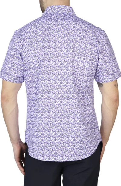 Tailorbyrd Retro Floral Knit Short Sleeve Shirt In Cloudberry