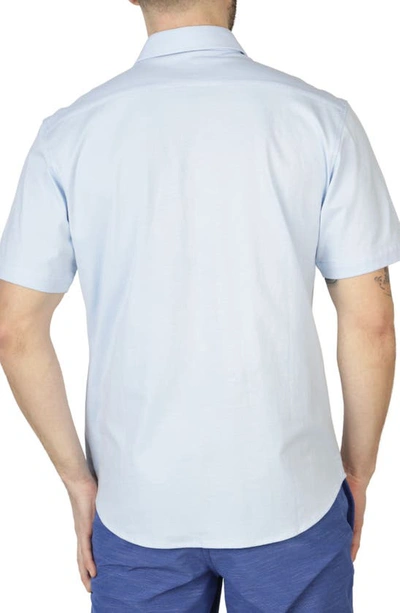 Shop Tailorbyrd Getaway Solid Knit Short Sleeve Shirt In Blue Byrd