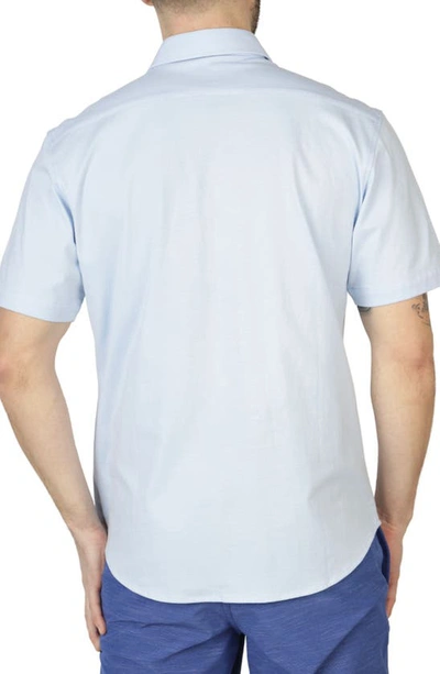 Tailorbyrd Solid Knit Short Sleeve Shirt In Blue Byrd