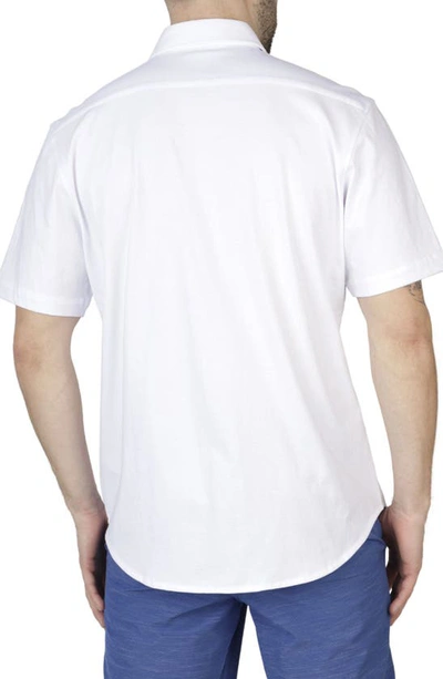 Tailorbyrd Solid Knit Short Sleeve Shirt In White Dove