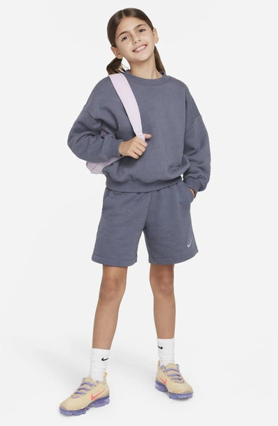 Shop Nike Kids' Icon Oversize Fleece Sweatshirt In Light Carbon/ Ashen Slate