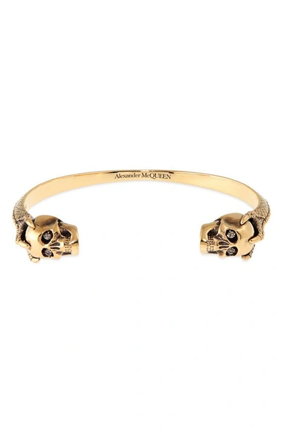 Shop Alexander Mcqueen Victorian Skull Cuff Bracelet In Gold
