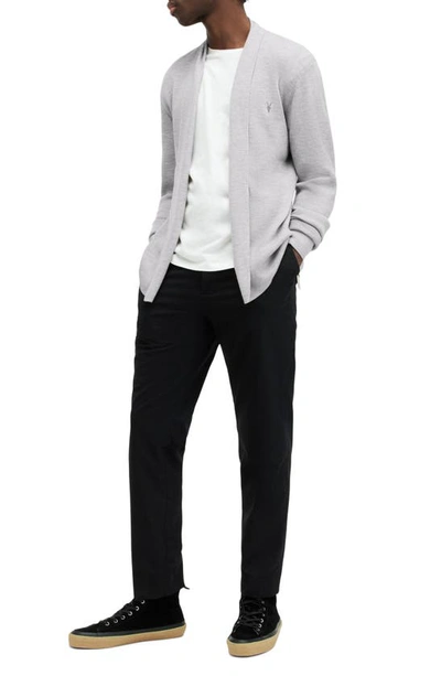 Shop Allsaints Mode Slim Fit Merino Wool Cardigan In Cool Grey