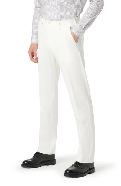 Shop Bugatchi Flat Front Stretch Chinos In Chalk