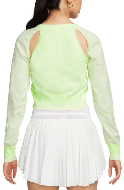 Shop Nike Sportswear Crop Cardigan In Barely Volt/ Sea Glass/ Ivory