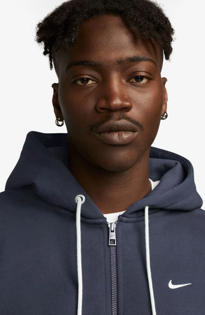 Nike Solo Swoosh Zip Hoodie In Thunder Blue/ White