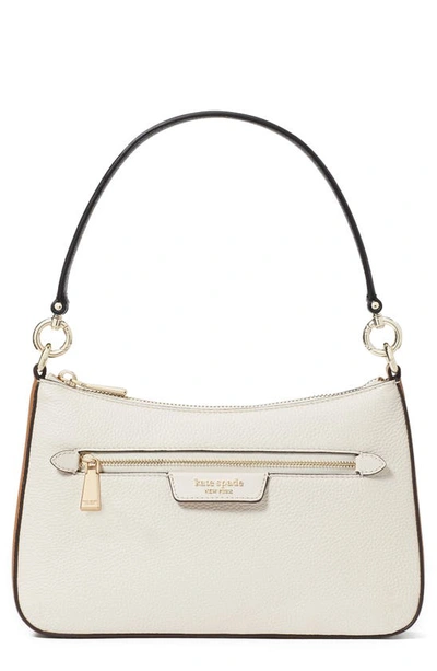 Shop Kate Spade Hudson Pebbled Leather Medium Shoulder Bag In Parchment Multi