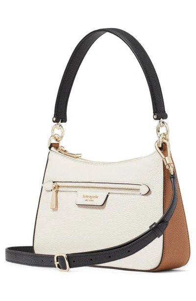 Shop Kate Spade Hudson Pebbled Leather Medium Shoulder Bag In Parchment Multi