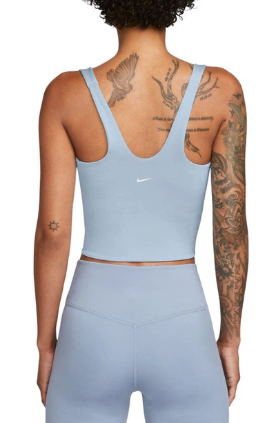 Shop Nike Seamless Padded Sports Tank In Lt Armory Blue/ White