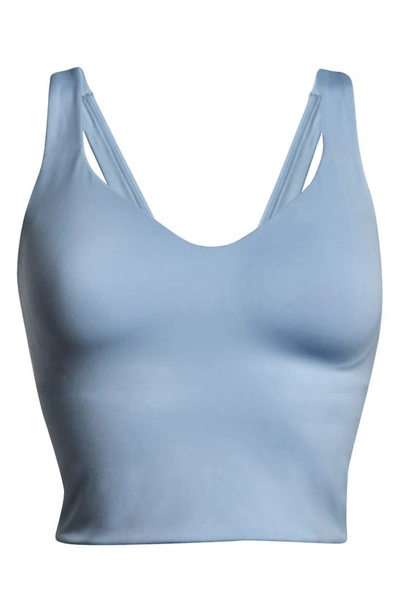Shop Nike Seamless Padded Sports Tank In Lt Armory Blue/ White