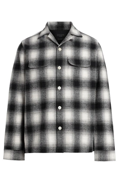 Shop Allsaints Fortunado Plaid Relaxed Fit Button-up Shirt In Oatmeal White/ Jet Black