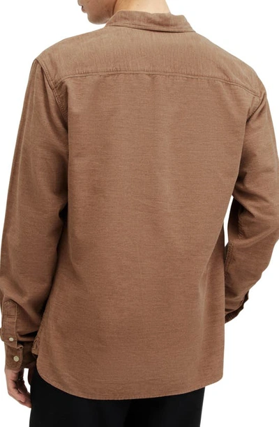 Shop Allsaints Lorella Cotton Button-up Shirt In Camel Brown