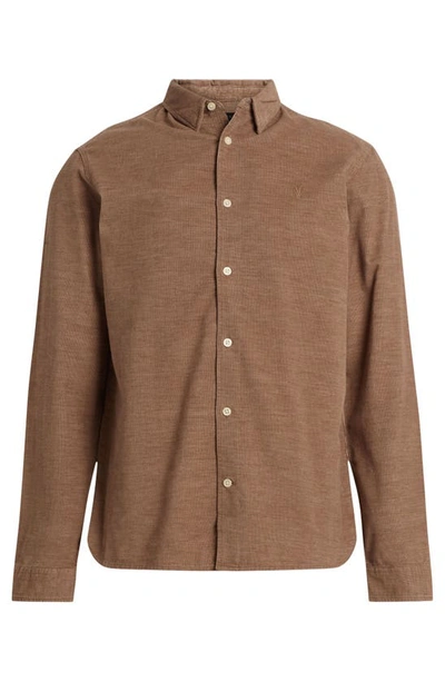 Shop Allsaints Lorella Cotton Button-up Shirt In Camel Brown