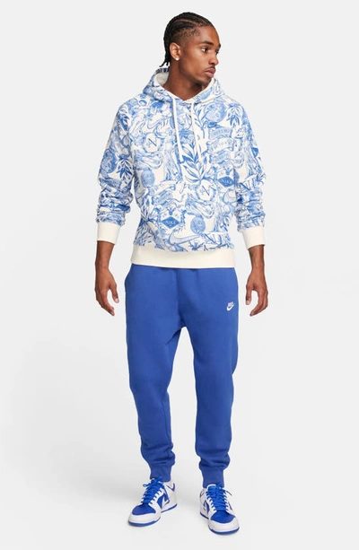 Shop Nike Sportswear Clube Toile Fleece Hoodie In Blue/coconut Milk