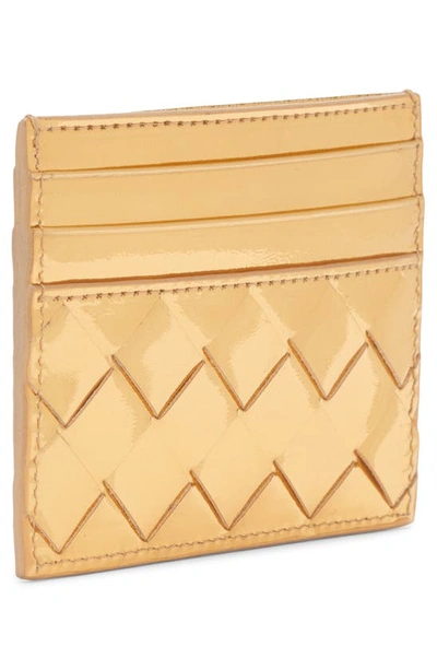 Bottega Veneta Intrecciato Leather Credit Card Case In Gold/ Brass
