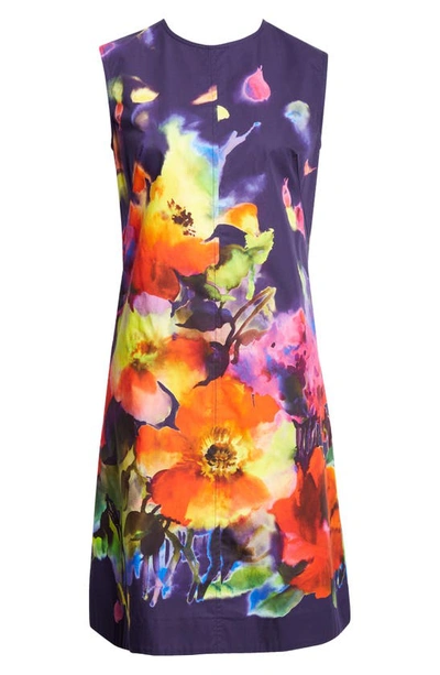 Shop Lela Rose Kelly Watercolor Floral Print Sheath Dress In Navy Multi