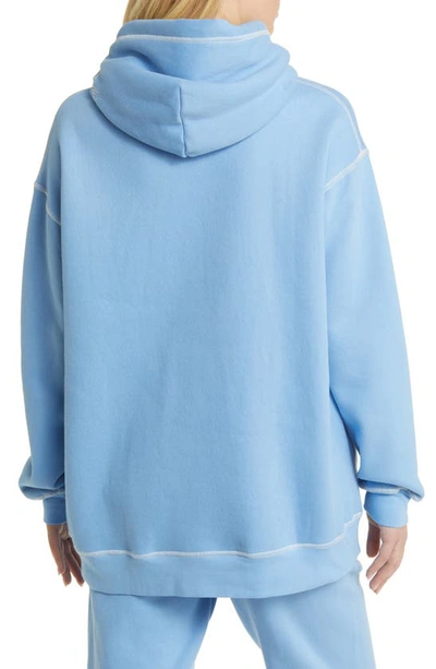 Shop The Mayfair Group Empathy Cotton Blend Hoodie In Soft Blue