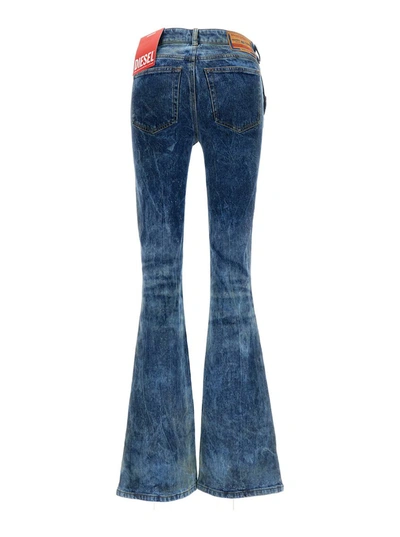 Shop Diesel Blue Low Waist Flare Jeans In Cotton Blend Woman