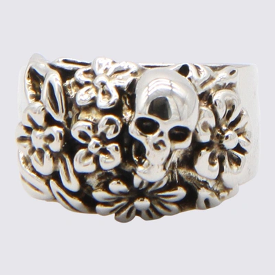 Shop Alexander Mcqueen Silver-tone Brass The Floral Skull Ring