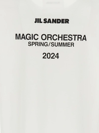 Shop Jil Sander White Back Print Short-sleeved T-shirt In Cotton Man Paired With A Pink Long-sleeved Sheer T-shirt I
