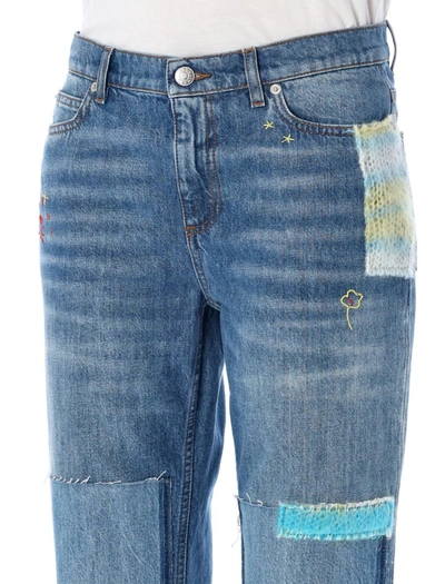 Shop Marni Mohair Patches Jeans In Blue Mix