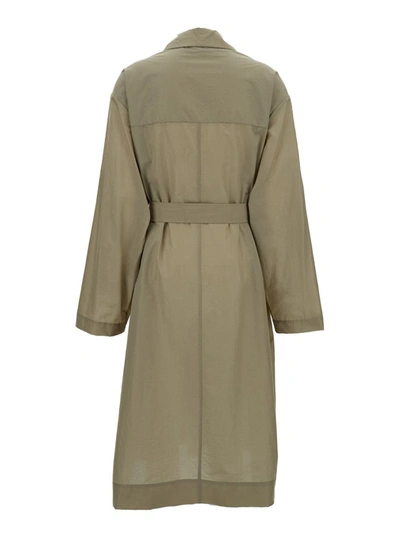 Shop Philosophy Di Lorenzo Serafini Olive Green Trench Coat With Buttons In Technical Fabric Woman