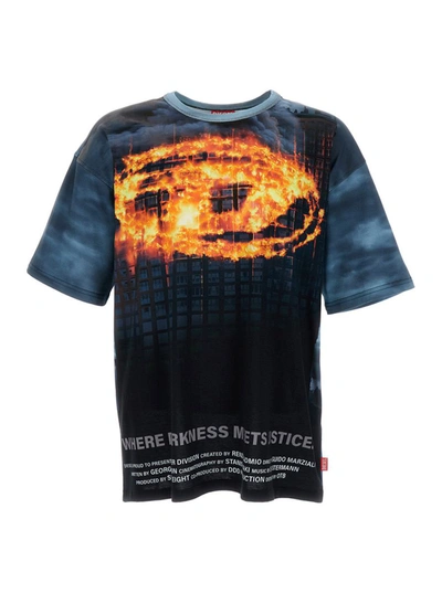 Shop Diesel Multicolored 't-boxt-p2' T-shirt In Cotton Man In Black