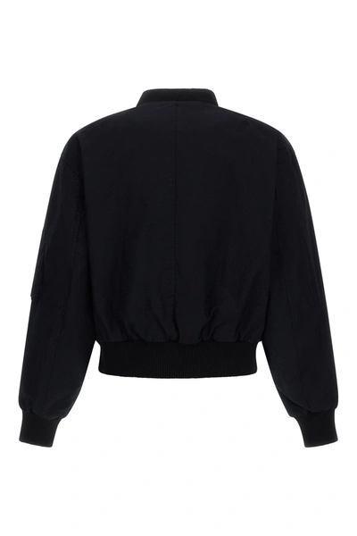 Shop Apc Black Bomber Jacket With Flap Pockets In Wax Cotton Woman