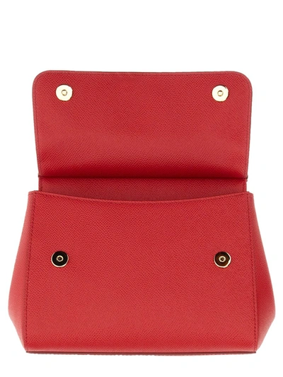 Shop Dolce & Gabbana Red Leather Sicily Handle Bag