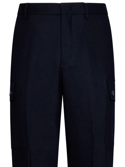 Shop Etro Blue Wool Cargo Trousers