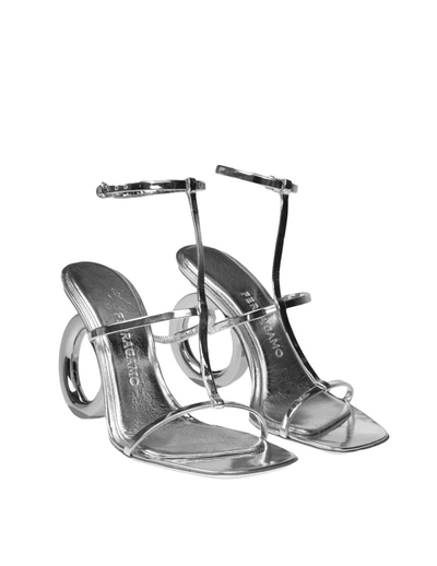 Shop Ferragamo Minimal Sandal In Laminated Leather In Silver