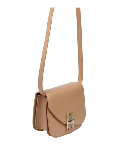Shop Ferragamo Smooth Leather Shoulder Bag In Camel