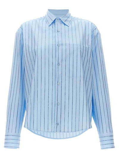 Shop Giuseppe Di Morabito Crystal Embellished Striped Shirt In Clear Blue