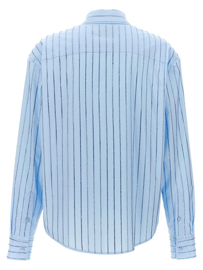 Shop Giuseppe Di Morabito Crystal Embellished Striped Shirt In Clear Blue