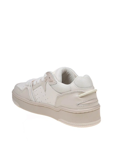Shop Lanvin Mesh Sneakers With Leather And Suede Inserts In White