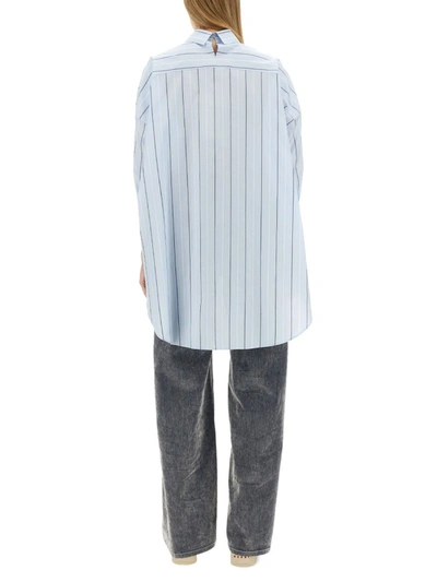 Shop Marni Asymmetrical Striped Shirt In Aquamarine